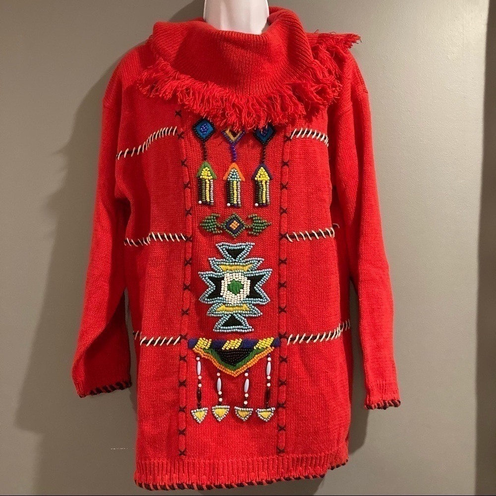 Vintage Victoria Jones Aztec Beaded Sweater